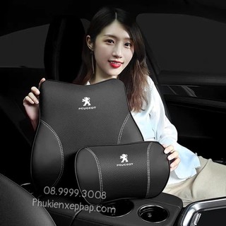 Gối tựa đầu tựa lưng xe Peugeot ,gối tựa cao su non bọc da cao cấp peugeot new