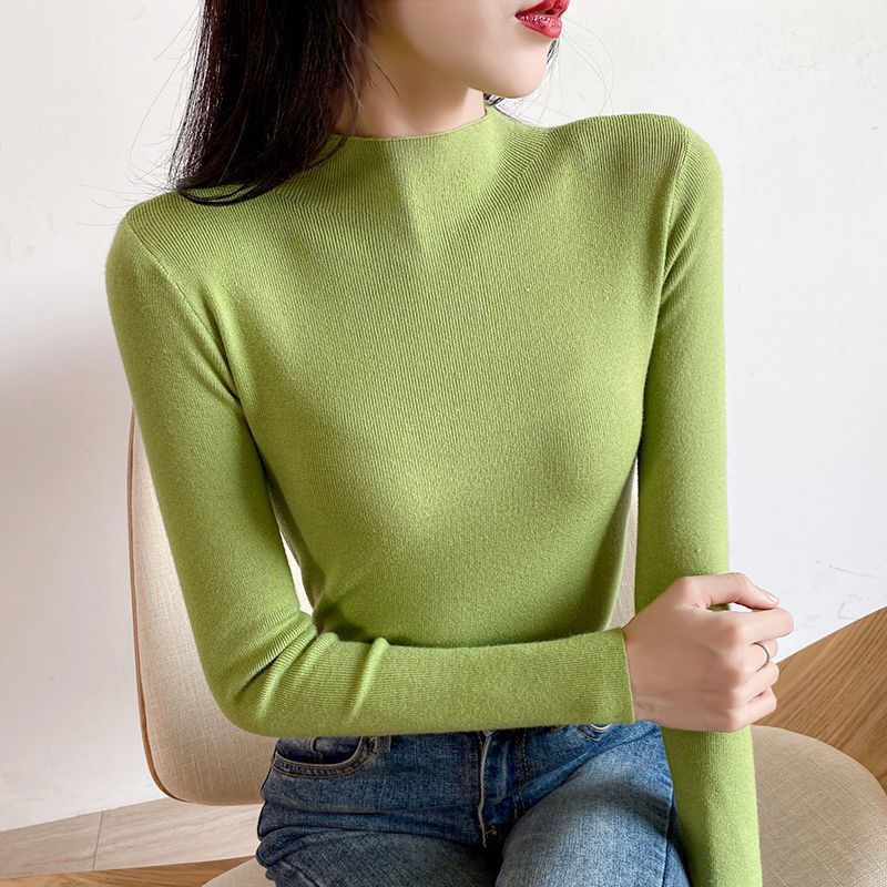 [Giao Ngay] Áo Sweater Cổ Lọ Dáng Ôm Tay Dài Phong Cách Thu Đông Mới Dễ Phối Đồ Cho Nữ