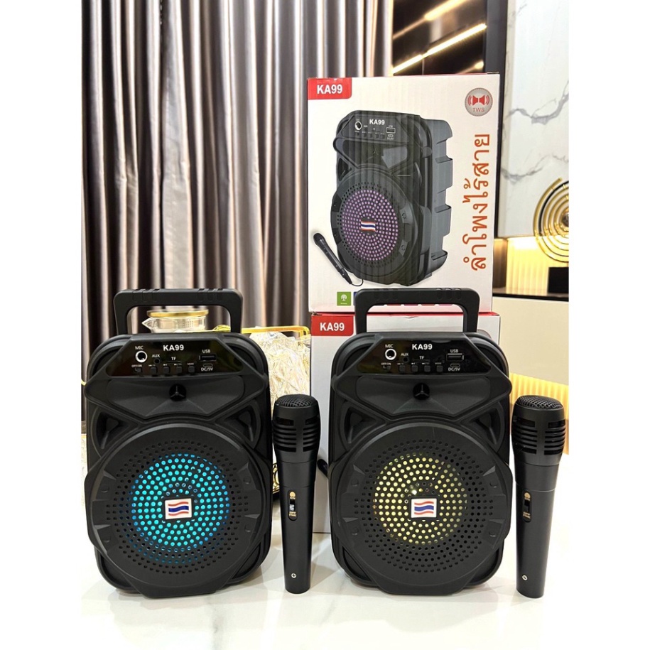Loa Bluetooth Kèm Mic KA99 Nhập Đất Nước Thái Lan hát được karaoke hoặc giảng dạy -  loa karaoke mini không dây kèm mic