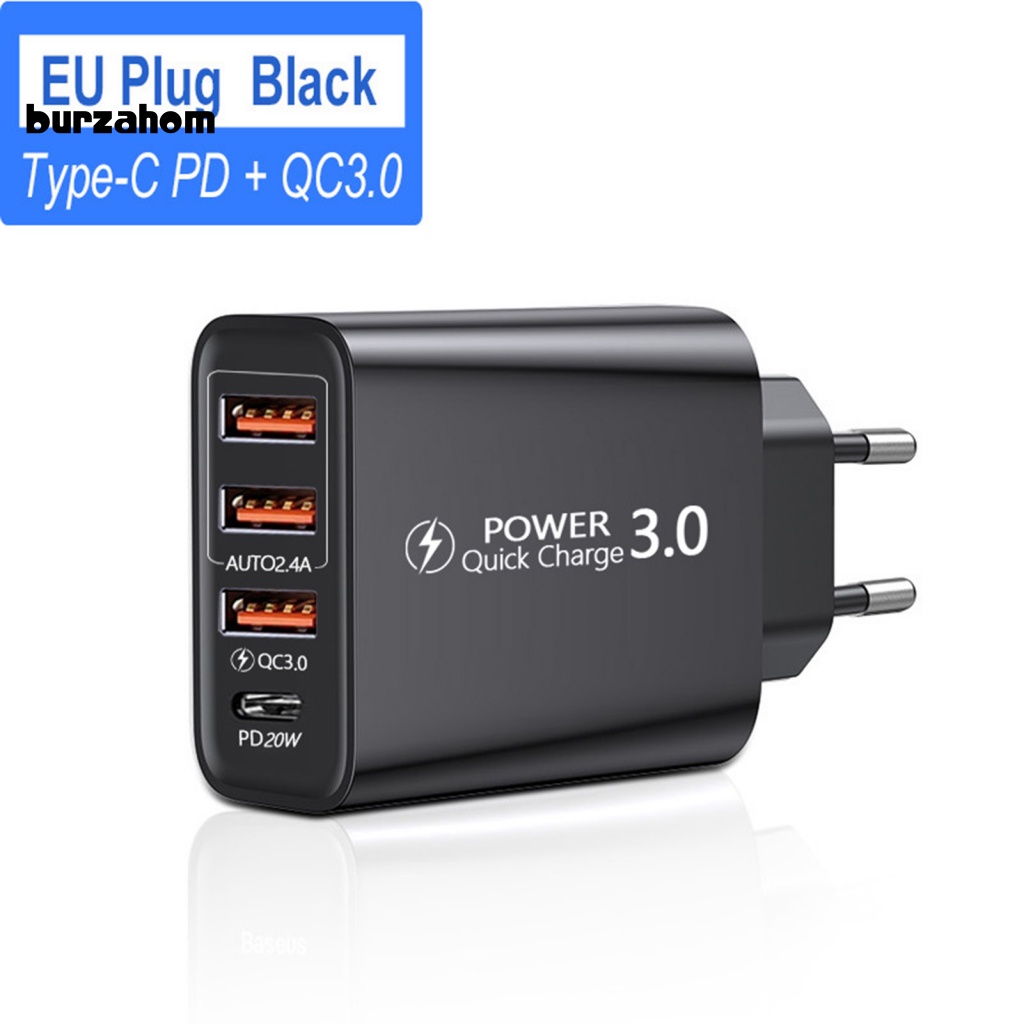 Bộ Chia 3 Cổng Sạc USB Và Type-C Phích Cắm EU Đa Năng Cho Điện Thoại