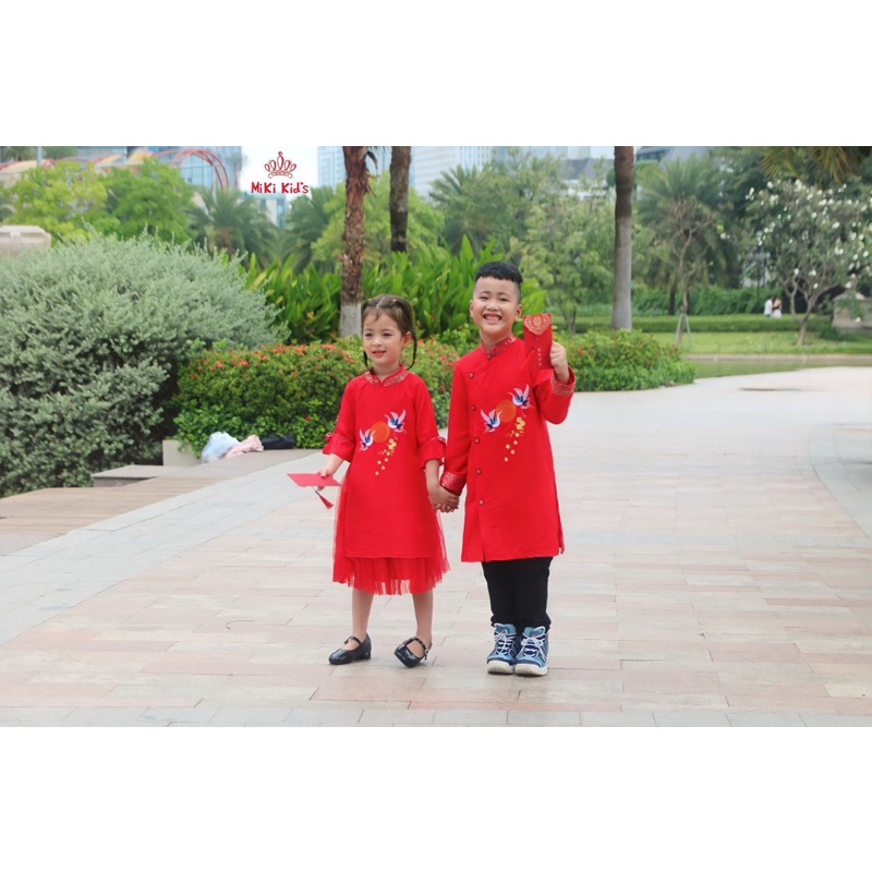 Áo dài tơ lụa cho bé trai/ bé gái.
