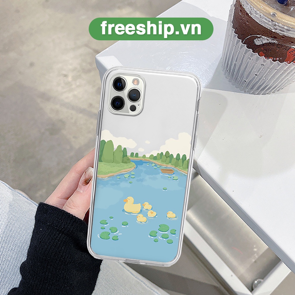 Ốp bảo vệ cam iphone đàn vịt dạo bơi vuông chống sốc 6/6plus/6s/6splus/7/7plus/8/8plus/x/xr/xs/11/12/13/pro/max/plu