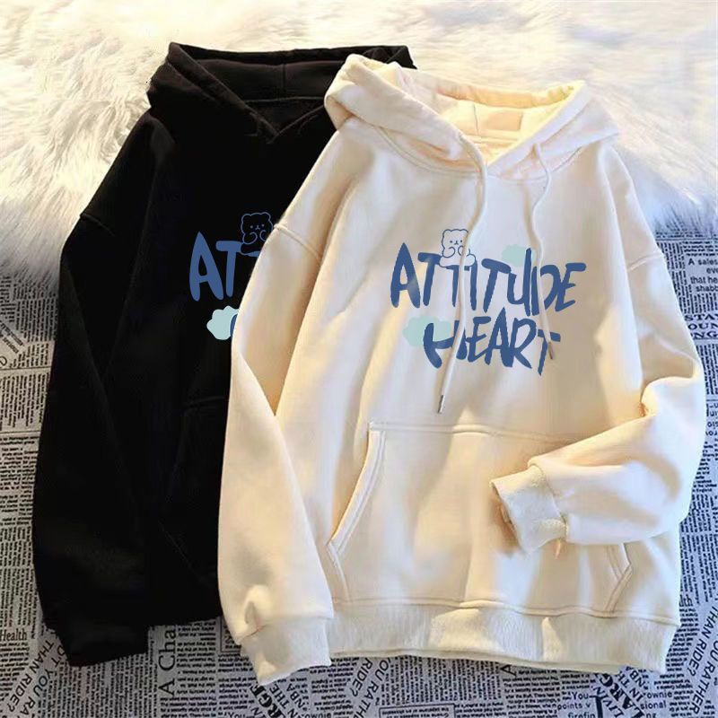 COZOK Áo Hoodie Tay Dài Form Rộng In Họa Tiết Thời Trang