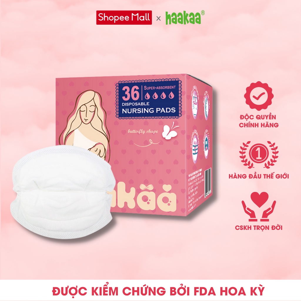 Miếng lót thấm sữa mẹ Haakaa,Hộp 36 miếng, Giải quyết tình trạng rỉ sữa
