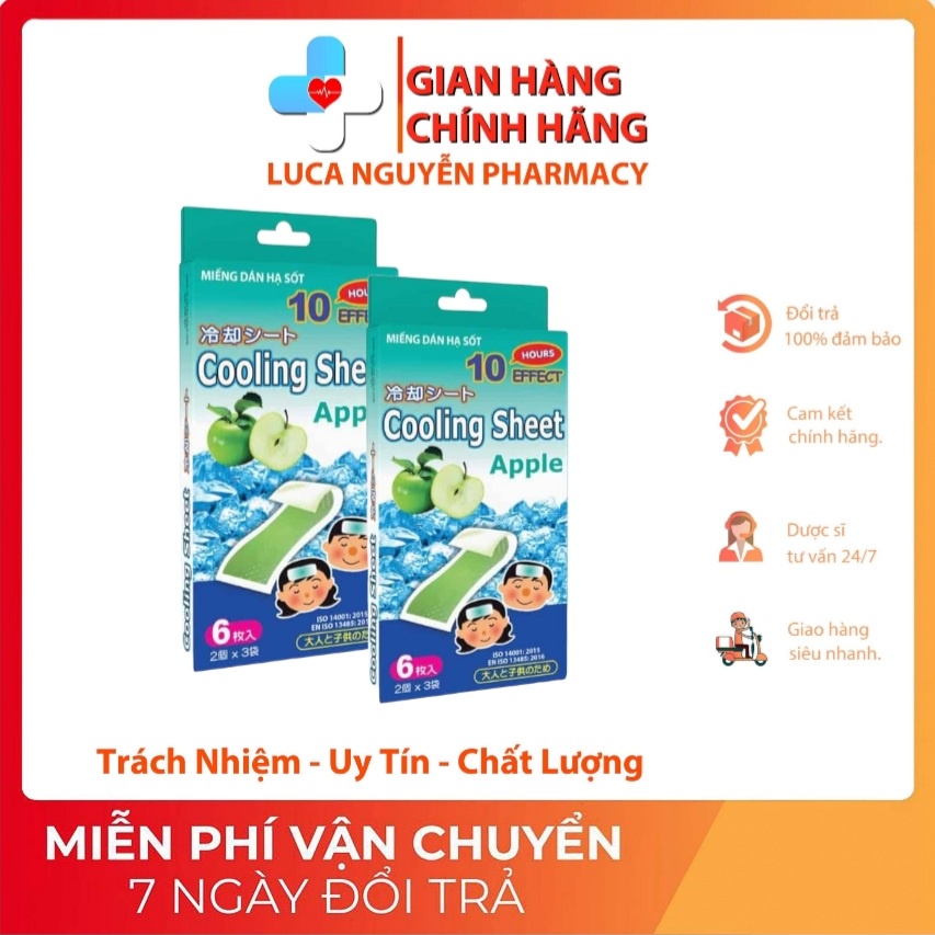 Miếng Dán Hạ Sốt Cho Bé Cooling Sheet-Tanaphar [Hộp 6 miếng]