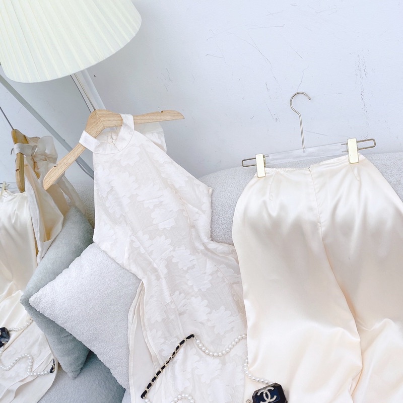 Áo Dài Tết Váy Đầm Tiểu Thư, Đầm Trắng Bèo Tay Hở Lưng Xếp Ly Nữ Tính Phối Bèo Điệu Đà Nữ Tính Cho Phái Nữ.