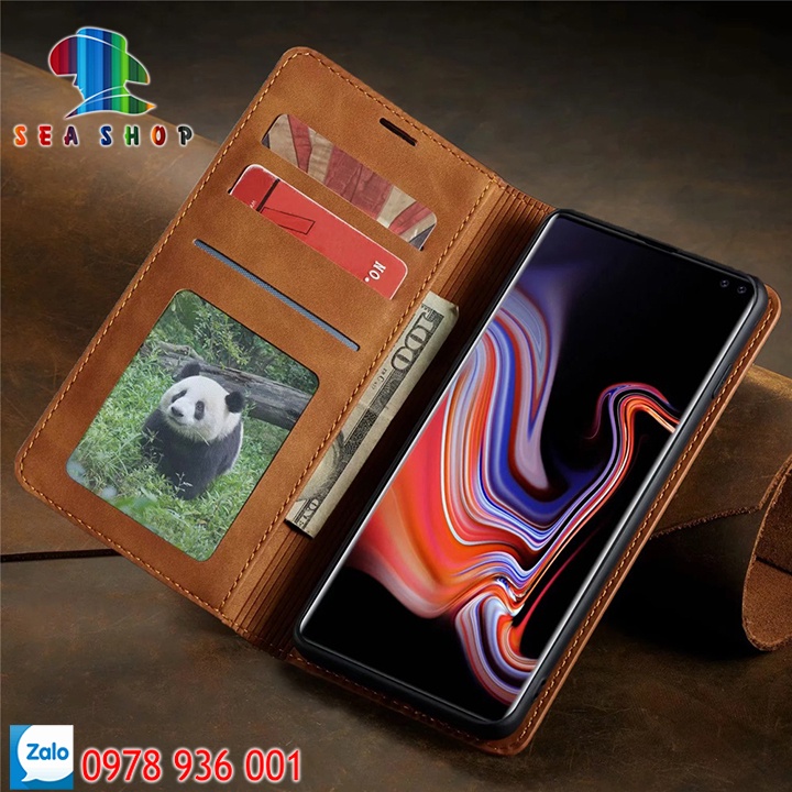 Bao da Samsung Note 9 - Thiết kế dạng ví sang trọng - Có ngăn cài thẻ - tiên - Nắp gập 2 mặt-làm từ da lộn