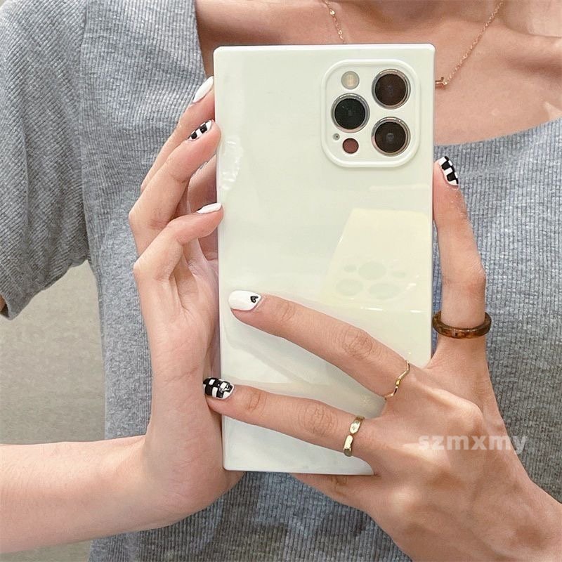Ốp Điện Thoại Viền Vuông Màu Kẹo Huỳnh Quang Cho Iphone 14 12 13 11 Pro X / XS Max XR 7 8 14plus