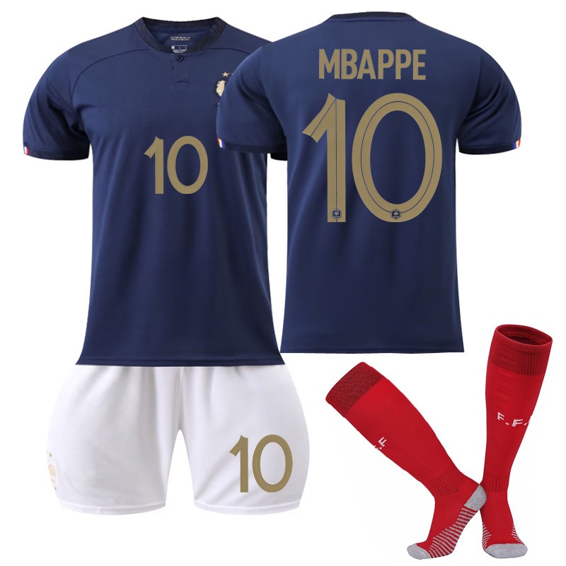 FIFA 2022 World Cup Qatar Đội tuyển quốc gia Pháp Mbappe Áo mới [đầy đủ kích thước] Áo bóng đá có tấ