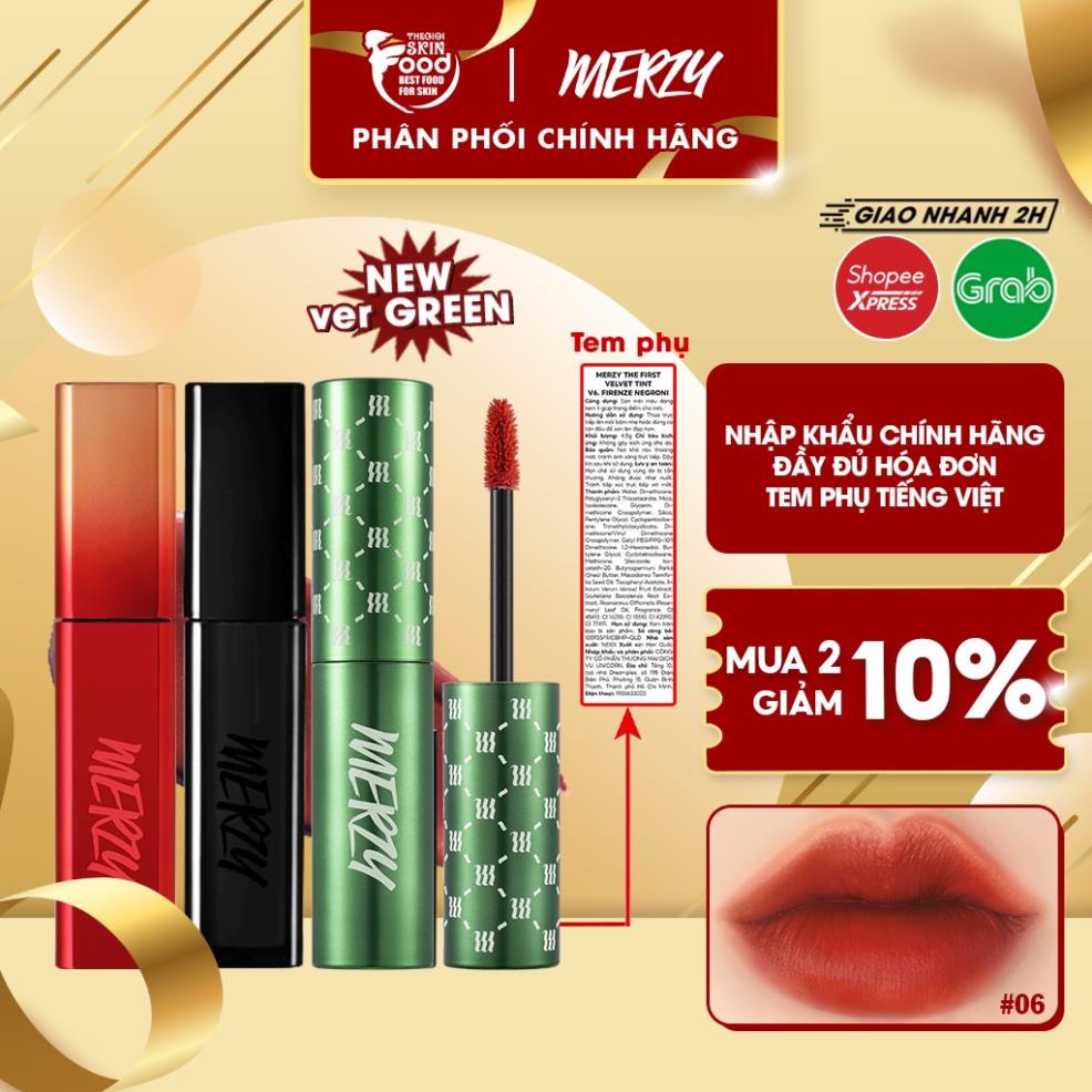 [NEW] Son kem siêu lì, siêu mịn Hàn Quốc Merzy The First Velvet Tint (V6 Green vỏ xanh, V16, V17, V25, V27) 