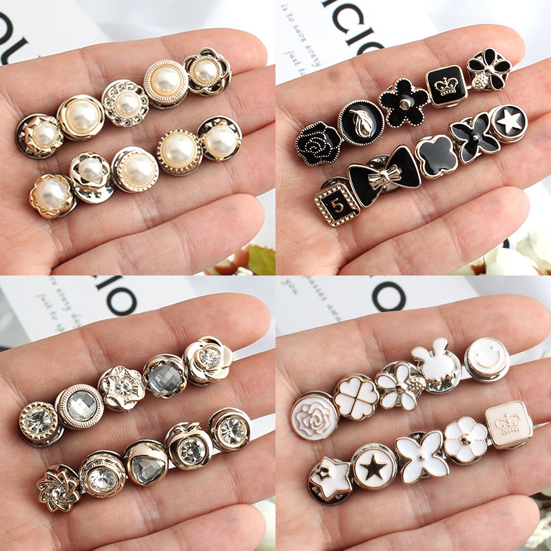 Nút Trang Trí Quần Áo Hình Hoa Đính Ngọc Trai Không Để Lại Dấu Vết