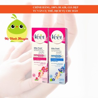 Kem tẩy lông cho da thường (hồng) và da nhạy cảm (xanh dương) Veet Silk & Fresh, Pháp (100ml)