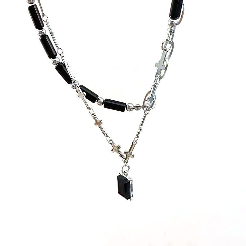 Dây Chuyền Hai Lớp Màu Đen Phong Cách Cổ Điển Sang Trọng Cho Nữ