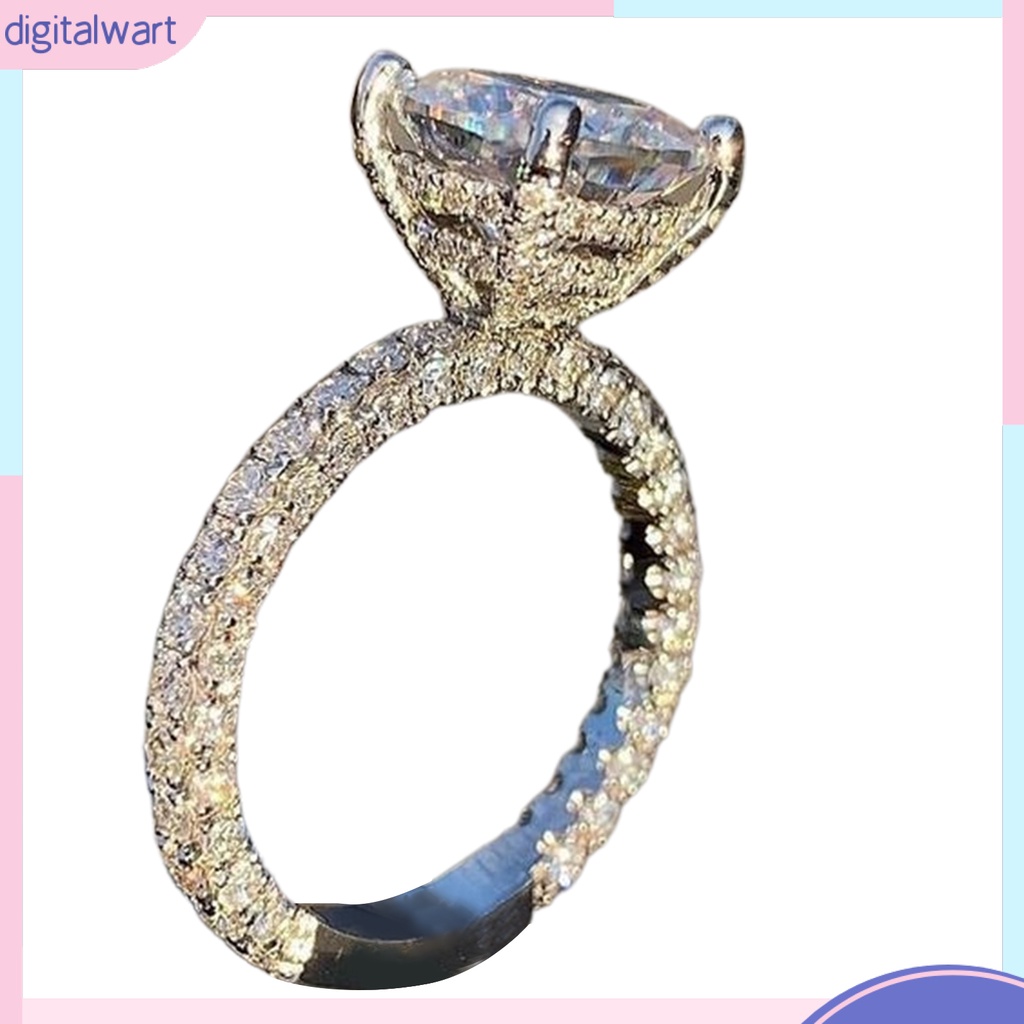 |Đào| Nhẫn Đính Đá Zircon Hình Vuông Lớn Thời Trang Cho Nữ