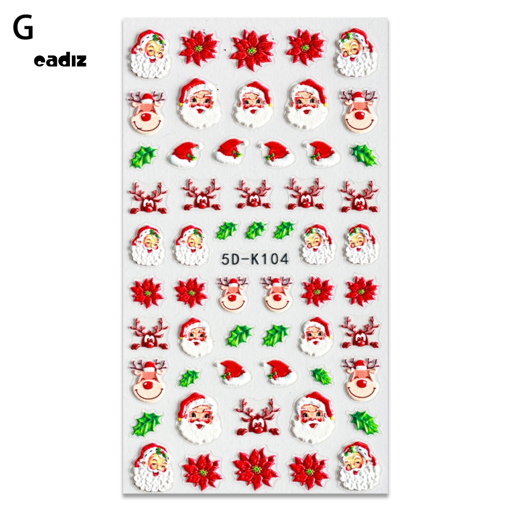Miếng Dán Trang Trí Móng Tay Chủ Đề Giáng Sinh Năm Mới 5D Bằng PC Tinh Tế