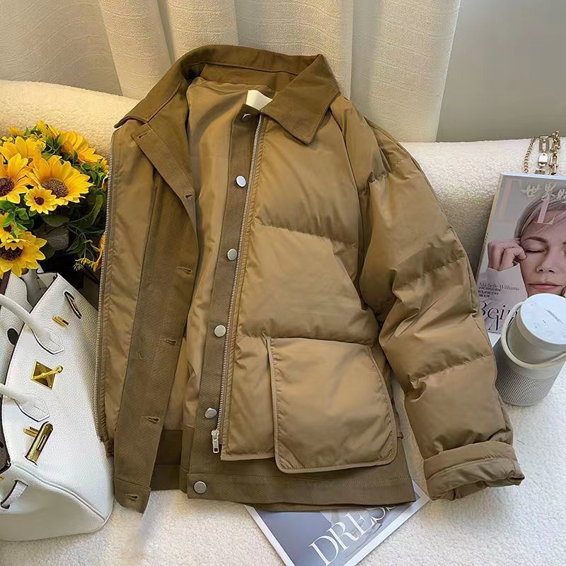 Áo Khoác Phao Cotton Giả Hai Mảnh Dáng Ngắn Phong Cách Retro Hong Kong Thời Trang Mùa Đông Hàng Mới 2022