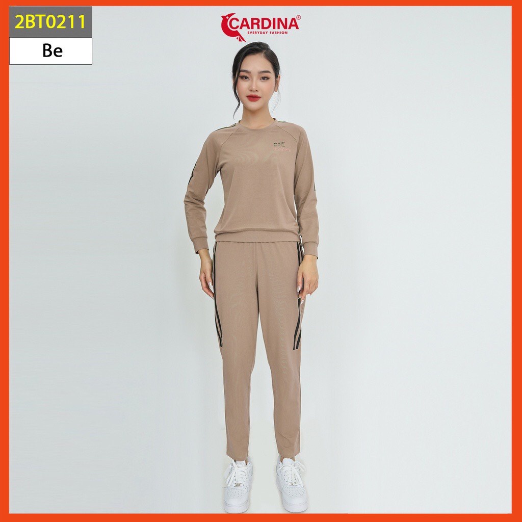 Bộ mặc nhà thu đông Cao Cấp 𝐂𝐀𝐑𝐃𝐈𝐍𝐀, Bộ quần Áo Dài tay vải Cotton Phong Cách Thể Thao Năng động Hình In Chữ Trẻ Trung