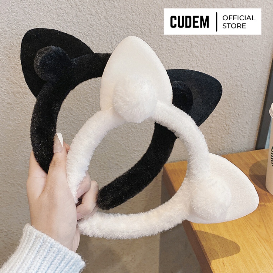 Băng đô rửa mặt bờm cài tóc turban dễ thương cute tai thỏ mèo tuần lộc gấu vải nhung nơ cho bé gái nam nữ K5