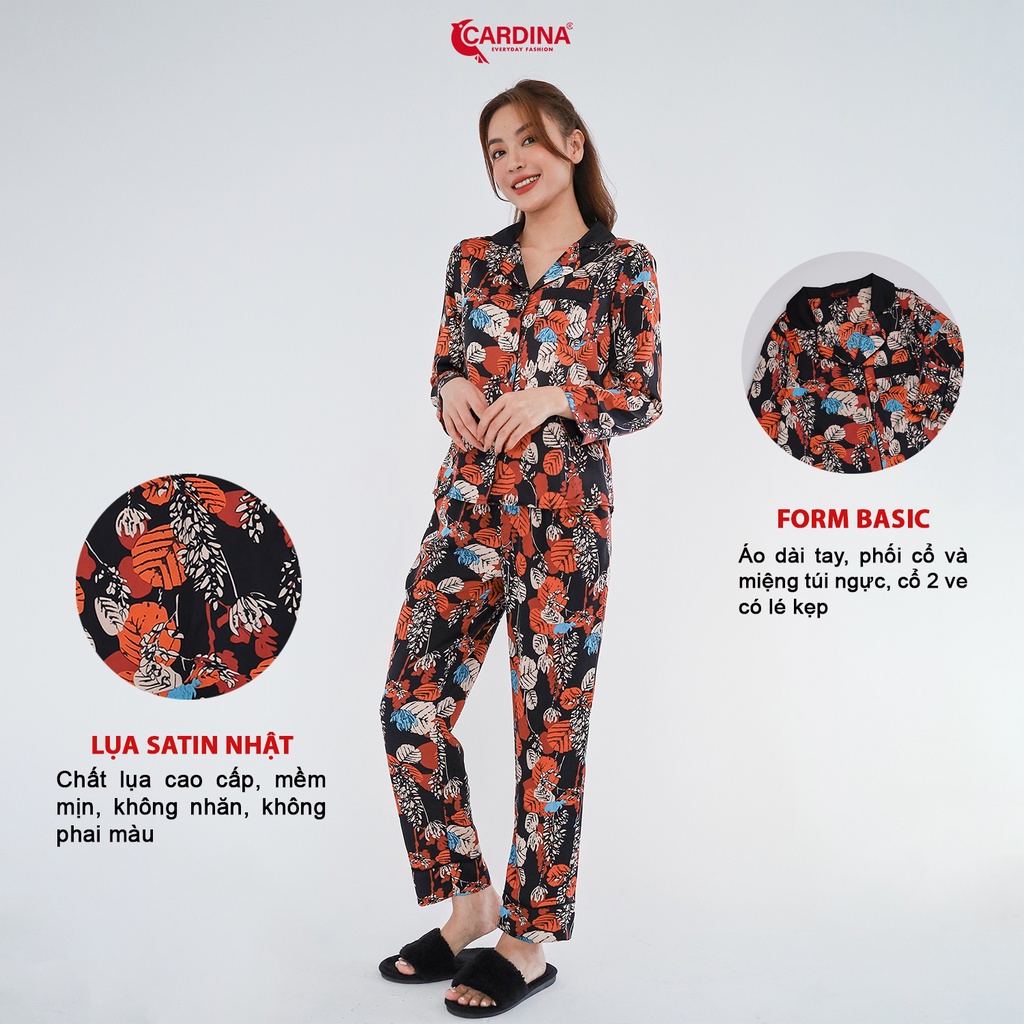 Đồ Bộ Nữ 𝐂𝐀𝐑𝐃𝐈𝐍𝐀 Pijama Chất Lụa Satin Nhật Cao Cấp Quần Dài Áo Tay Lỡ Họa Tiết 2Pi09