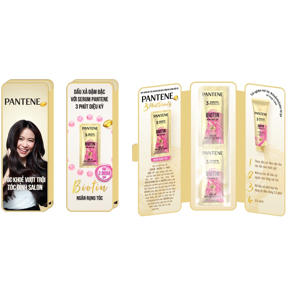 Dây dầu xả Pantene 3MM 3 phút diệu kì - giao ngẫu nhiên 12 gói x 6ml