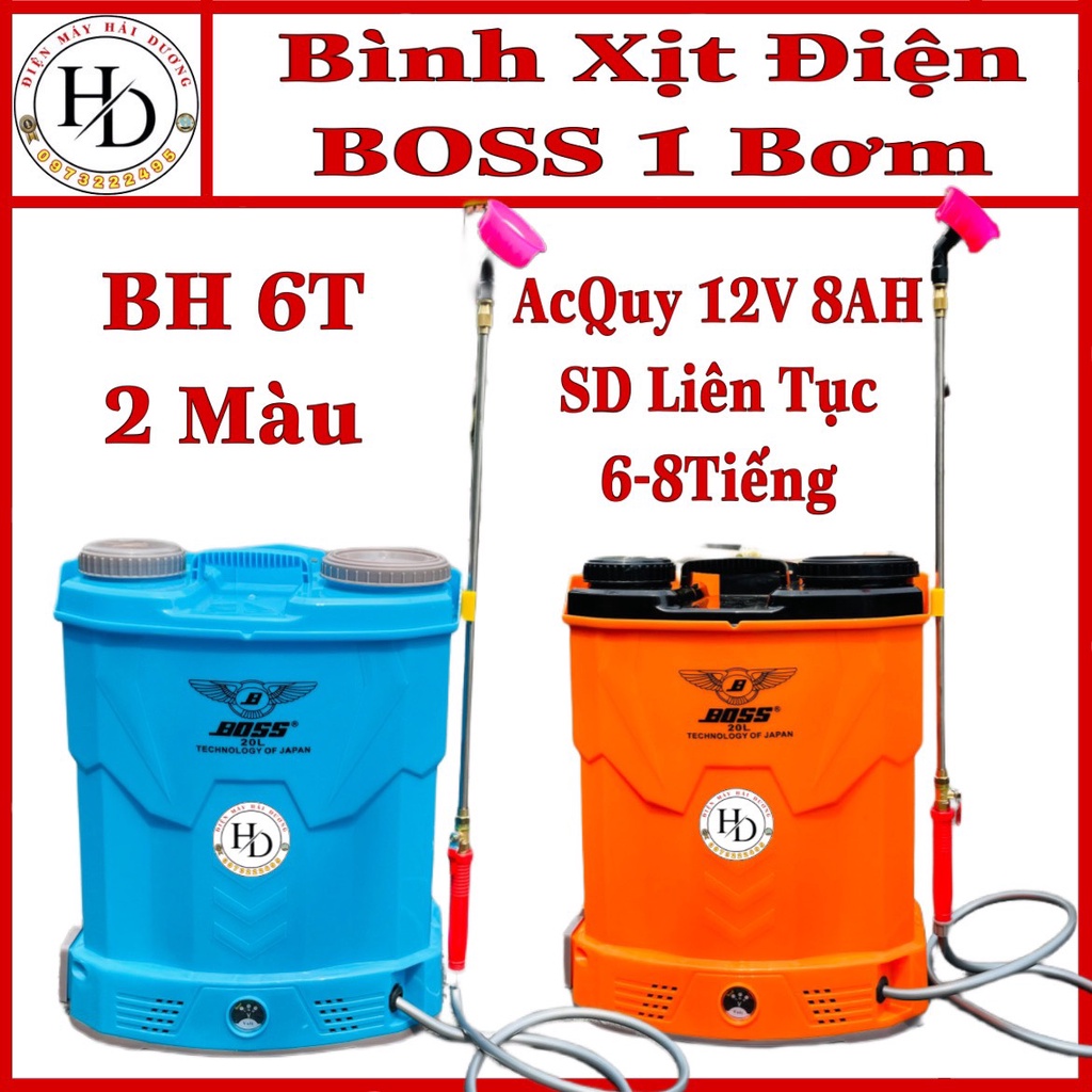 Bình xịt điện khử khuẩn.Bình phun thuốc sâu BOSS 12V8AH (1 Bơm ) Công Nghệ JAPAN