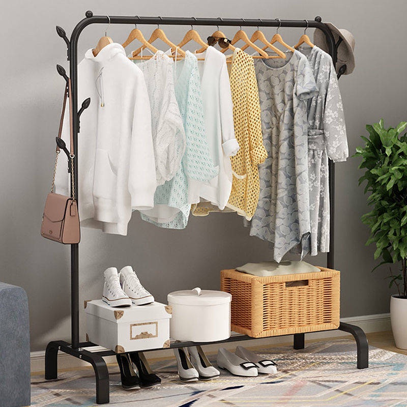 Kệ Treo Quần Áo Có Ngăn Để Đồ Tặng Kèm Móc Treo Túi Mũ 2 Bên Sườn