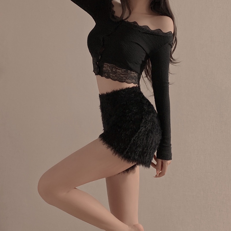 Quần đùi dệt kim ZHELIHANGFEI lưng cao nâng hông phong cách gợi cảm