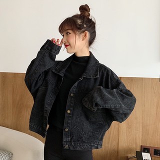 Áo khoác jean croptop denim nữ, áo khoát jacket nữ chất denim dáng ngắn 667