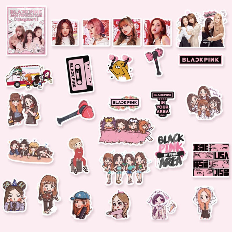 Combo 50 Sticker BLACKPINK CHIBI hình dán chống nước dán mũ bảo hiểm, laptop, vali, điện thoại