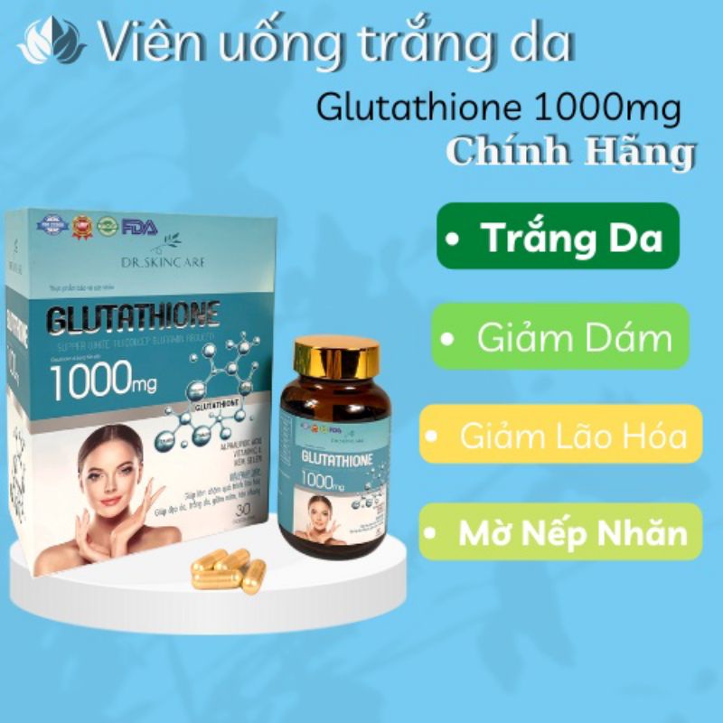 Viên uống trắng da ngừa nám Glutathione 1000mg hộp 30 viên