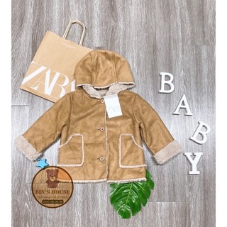 Áo khoác da lộn lót lông Zara sz 0-12M