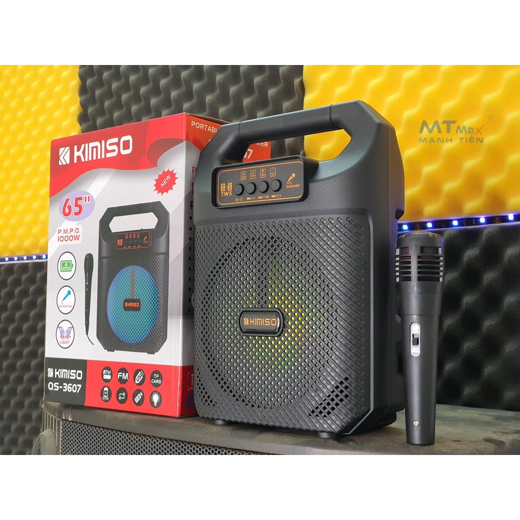 Loa karaoke Kèm Mic Kimiso QS-3607 chất âm khá kích thước nhỏ gọn karaoke mang đi chơi đi du lịch công suất 20W