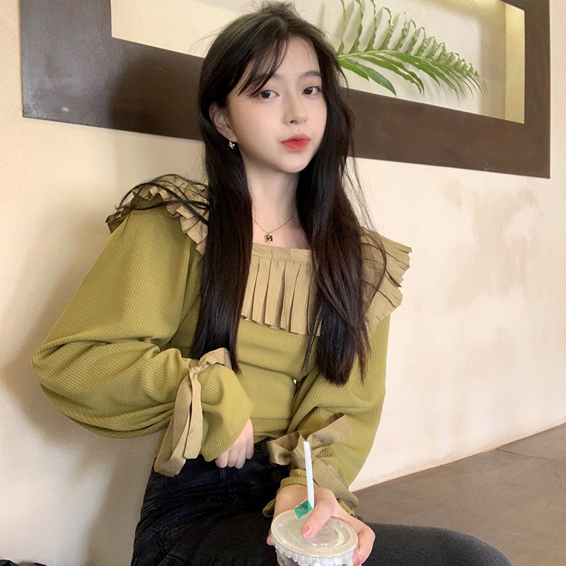 IELGY IELGY Áo Mỏng Thiết Kế Bèo Nhún Cho Nữ