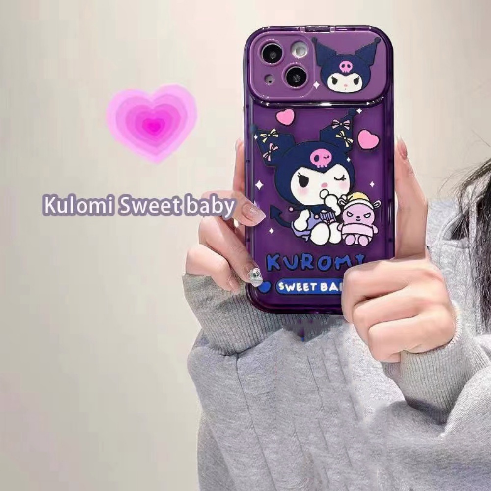 Ốp Điện Thoại TPU Mềm Mỏng Gắn Gương Trang Điểm Họa Tiết Kuromi 3D Cho IPhone 14 Pro Max 11 7Plus 13 12 11 Pro Max X XS XR