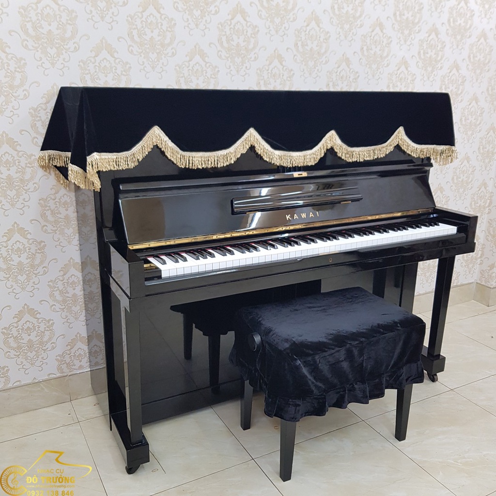 Khăn phủ đàn Piano nhung đen tặng kèm phủ ghế đơn
