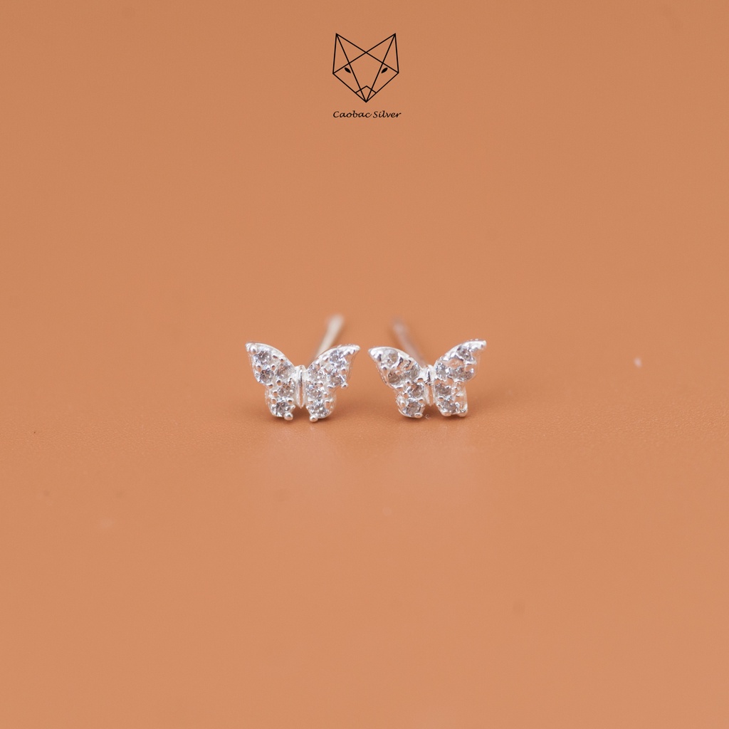 Khuyên Tai Bạc Ta CaoBac Jewellery Thiết Kế Hoạ Tiết Hình Buom Đính Đá Lấp Lánh, Tinh Tế Món Quà Cho Bạn Gái