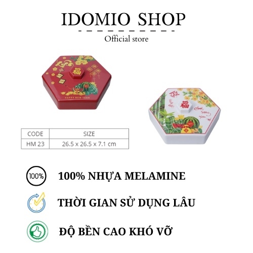 Hộp Mứt Tết Lục Giác Nhựa Melamine Nhiều Màu