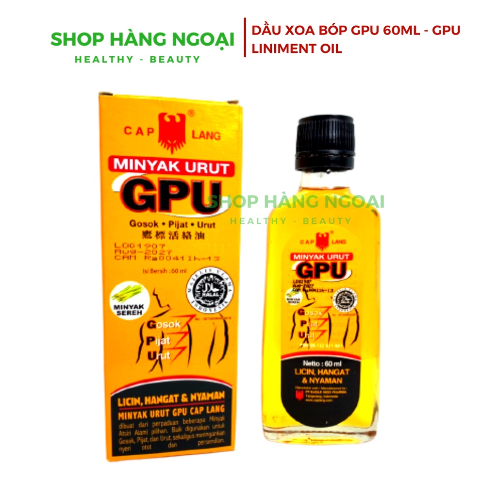 Dầu nóng GPU 60ml - GPU Liniment Oil 60ml