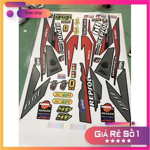 FREE SHIP + QUÀ TẶNG Tem rời xe winner repsol decal nhám