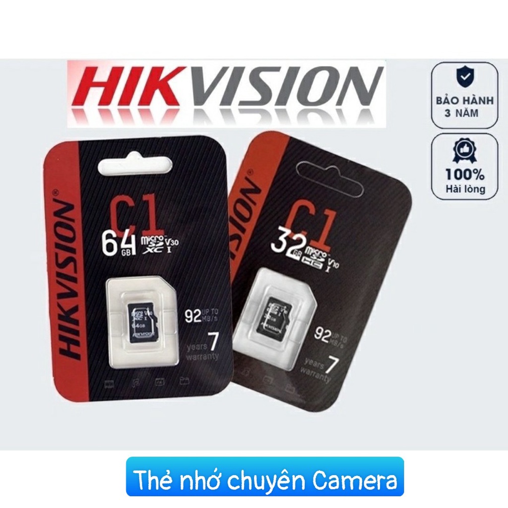 Thẻ nhớ Hikvision 32GB Hoặc 64GB Class 10 Tốc độ 92MB/s, Cam kết chính hãng, Bảo hành 2 năm | BigBuy360 - bigbuy360.vn