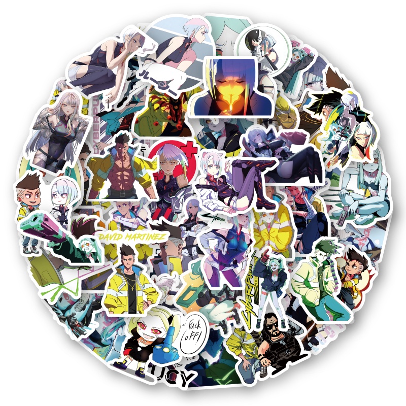 Z & M❀ Cyberpunk: Hình Dán Edgerunners ❀ Bộ 52 Miếng Dán Chống Thấm Nước Kiểu Anime Nhật Bản Dễ Thương