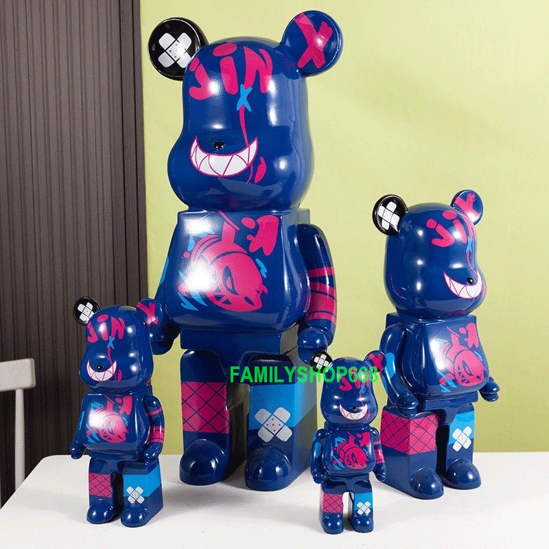 Tượng gấu Bearbrick LOL Jinx League Cao Cấp 50cm - 80cm 1000% cỡ lớn size to Mô Hình Bear brick Trang Trí Decor