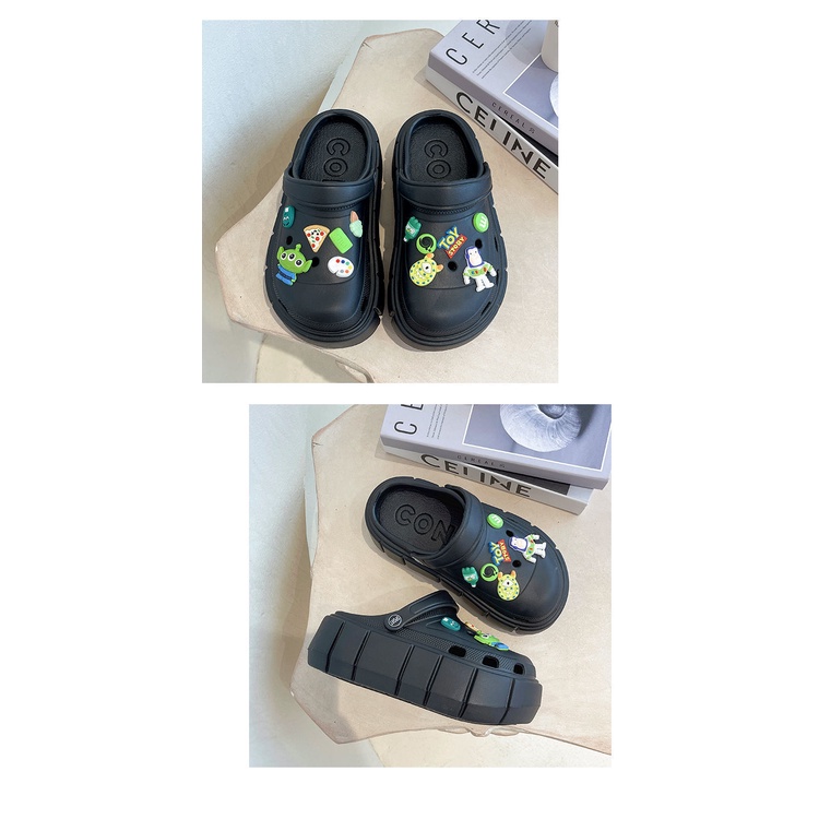 Dép Cross độn đế nữ đế 5cm siêu nhẹ kèm Sticker dễ thương - dép bánh mì Cross nữ hot trend 2022