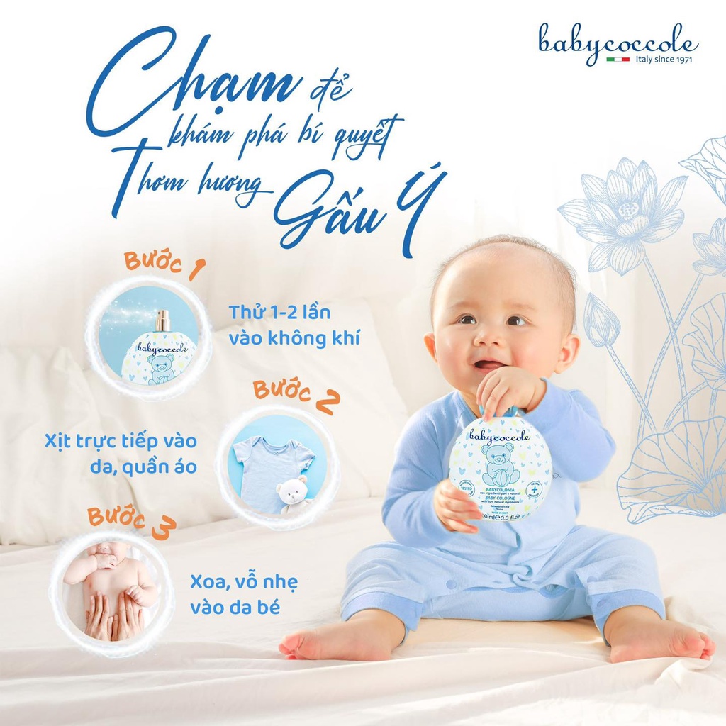 Nước hoa cho bé Babycoccole 0M+, nước hoa chiết xuất hoa sen an toàn cho bé