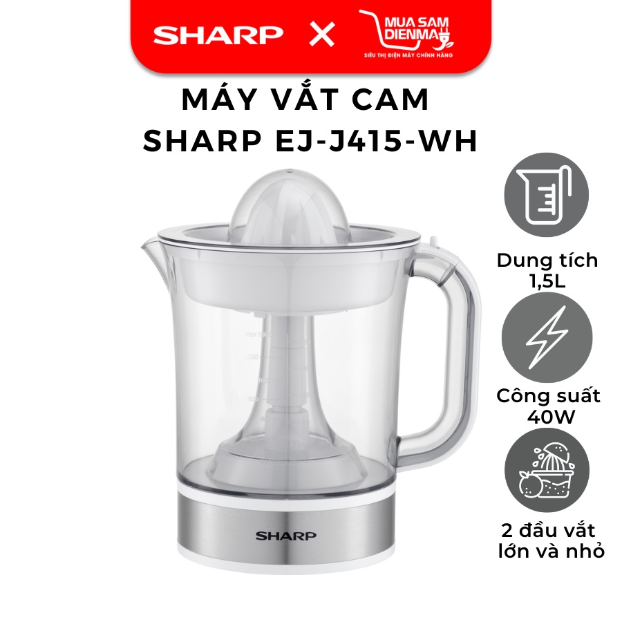 Máy vắt cam Sharp EJ-J415-WH | Máy ép cam điện tự động đảo chiều J415-WH màu trắng - Hàng chính hãng