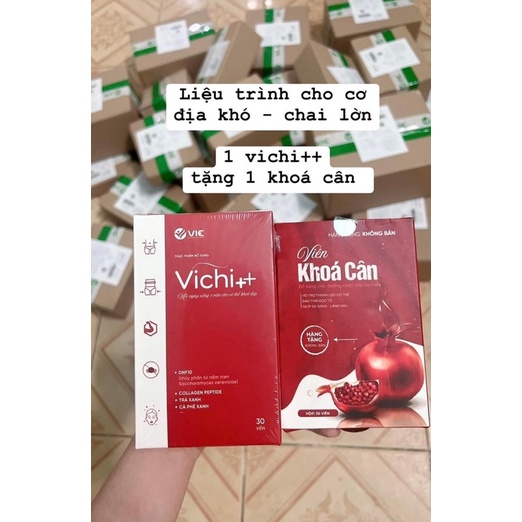 Giảm cân Vichi+ hộp 30 ngày tặng kèm 30v Viên khoá 7-10 cân chuyên trị cơ địa chai lờn