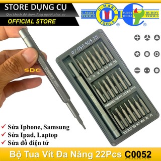Bộ tua vít đa năng 22 món chuyên sửa điện thoại, thiết bị điện tử - đồng hồ C-Mart C0052 có từ tính mạnh