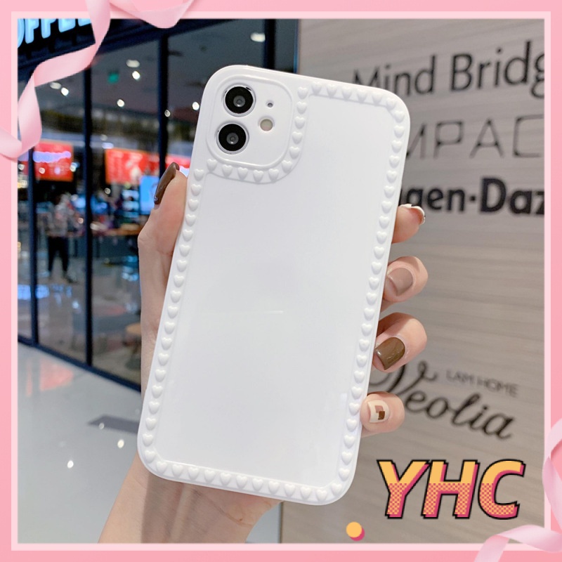 Ốp Điện Thoại Màu Trơn Họa Tiết Trái Tim Cho iPhone 6s 6splus 7 7plus 8 8plus X XS 11 12 Pro Max Plus Promax-020