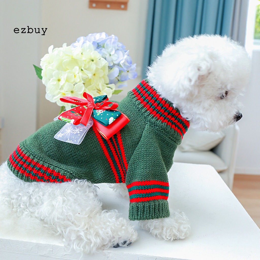 Ezbuy Áo Sweater Vải Polyester Mềm Nhẹ Đính Nơ Giữ Ấm Thoải Mái Cho Cún Cưng Vào Mùa Đông