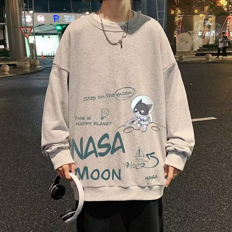 Áo Nỉ Dài Tay Form Rộng In Họa Tiết Hoạt Hình Phong Cách Hip Hop Đường Phố Hàn Quốc